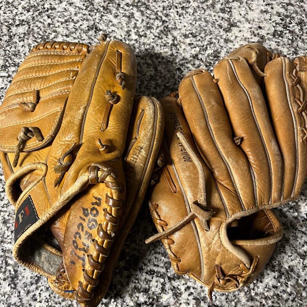 Vintage Tan Leather Baseball Gloves